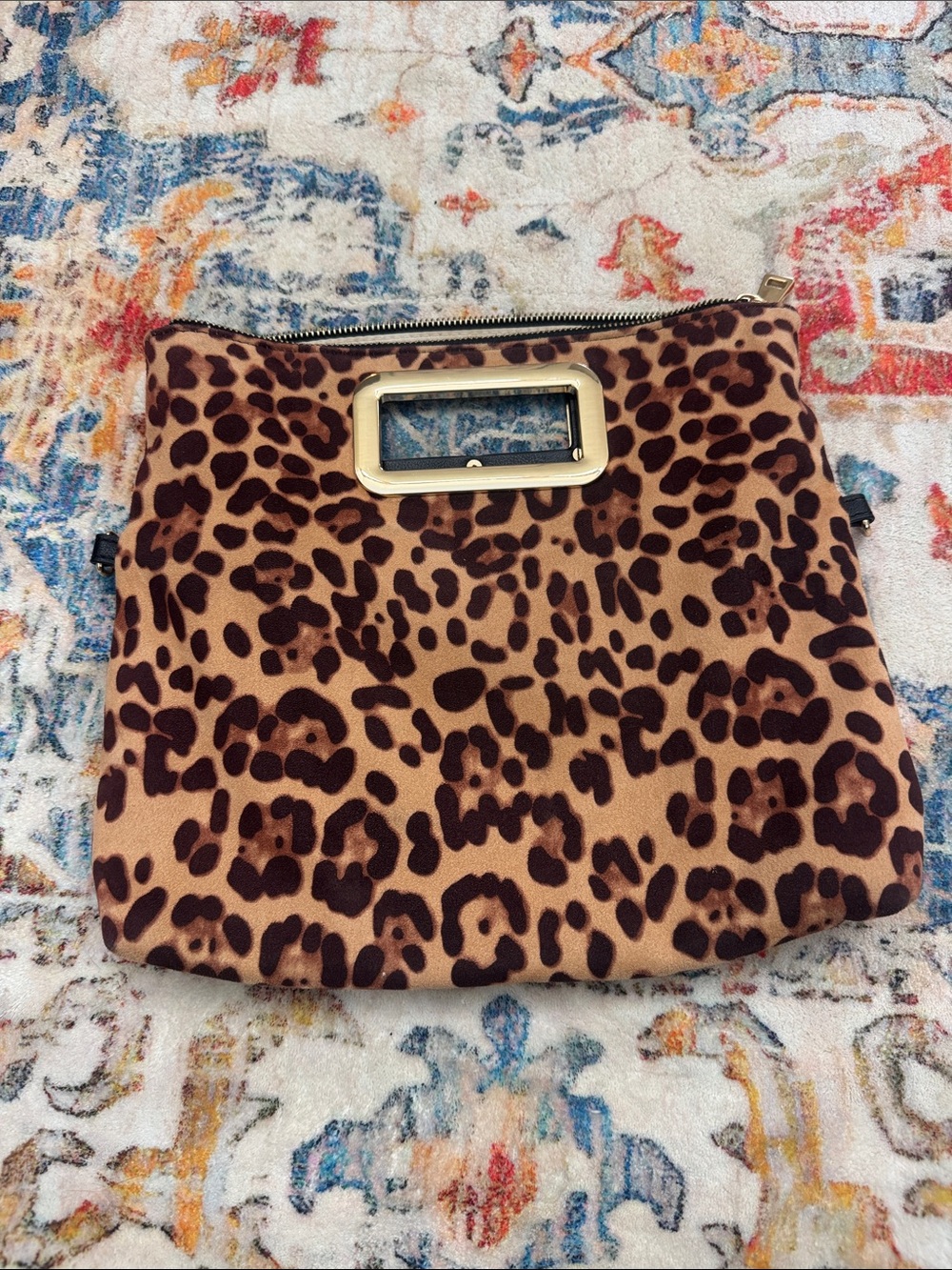 INC International Concepts Leopard Print Clutch in Brown and Black